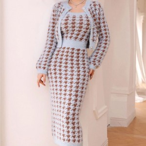 2023 oem fustă tricotată de toamnă mohair cardigans tricotat modă buton sexy fustă lungă outwear doamne tricot lung pulover