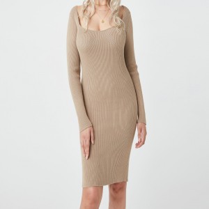 Cea mai bună calitate Hot Marketing Square Collar Tricot Pulovere pentru femei Rochie sexy Rib BodyCon