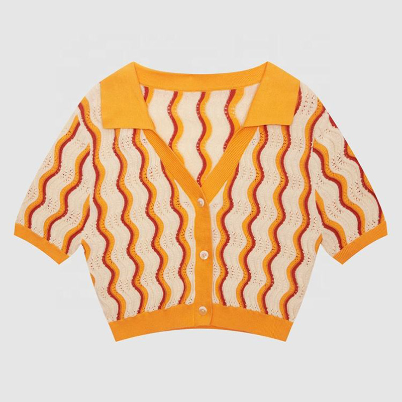 2023 Proiectarenouă pentru femei personalizate \\\\ tricotaje v tricot got desăvârșit culoarea solidă tricouri de vară de primăvară pulover cu mânecă scurtă tricotată cu mânecă tricotată
