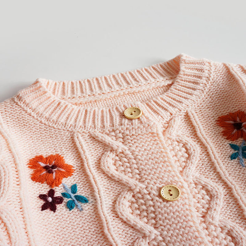 Broderie de mână pură cu mâneci lungi tricotate pentru copii