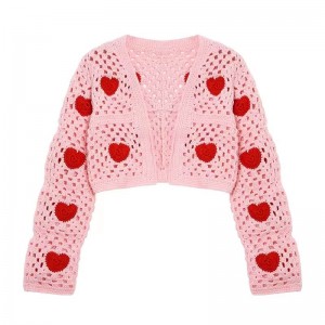 Pulover de croșetat scurt Pulover feminin Love Brodnity Cardigan Pulover de cardigan