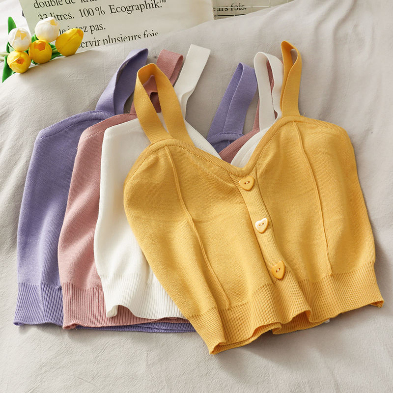 Vestă scurtă cu buric tricotat pentru femei \\\\ Slim Fit Slimming Outside Outer Wear Camisol pentru femei Vara 2023 Nouă rezervoare feminin Femeie