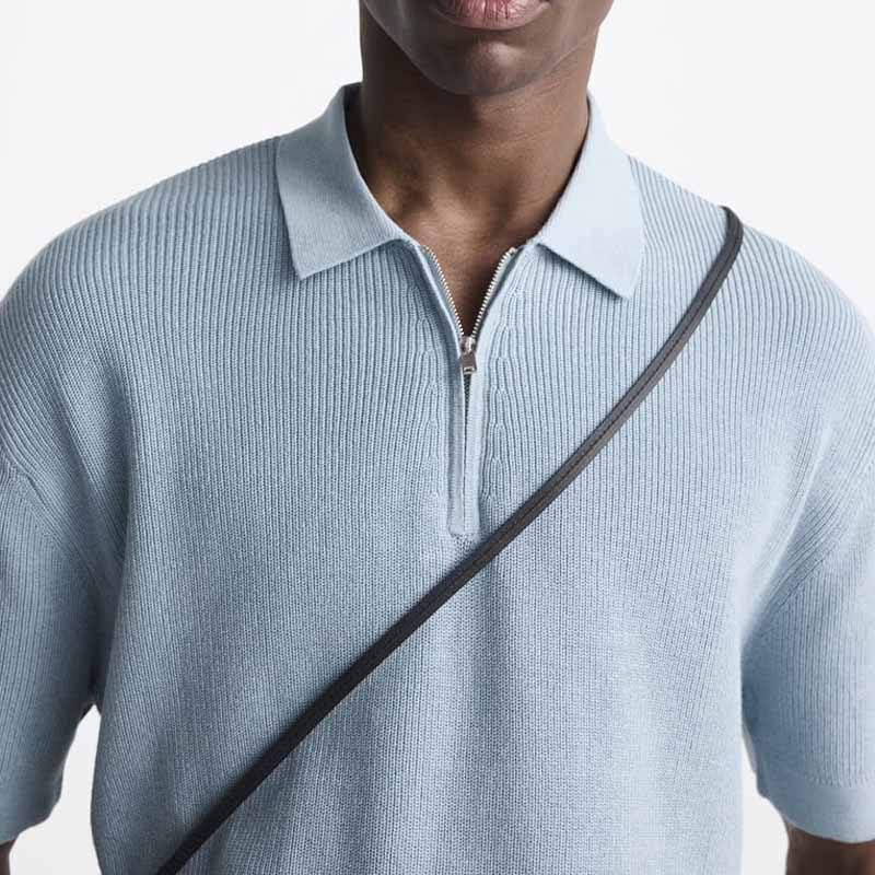 Cămașă polo de tricot pentru bărbați, de înaltă calitate 100% bumbac, designer de guler tricotat din bumbac