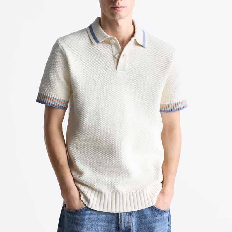 Cămașă polo bărbat pentru bărbați tricotați din bumbac cu dungi ușoare cu dungi pulovere polo