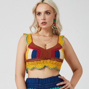 Croșetă realizată de Croșetă Handmade Femeile Sexy Pulover Cult Crop Top Tricotat