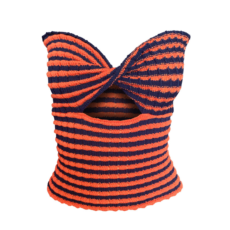 Sta de vară Stație Sutru Sexy Dulpți cu dungi Tricotat Sutien de top Halter