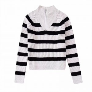 Autumn New Fashion Stripe Tricotat Pulover Vintage cu mânecă lungă Femeie Pulovers Chic Tops